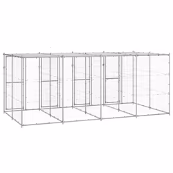 vidaXL Outdoor Dog Kennel Galvanised Steel with Roof 9.68 m? Dog House Cage