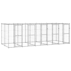 vidaXL Outdoor Dog Kennel Galvanised Steel with Roof 12.1 m? Dog House Cage