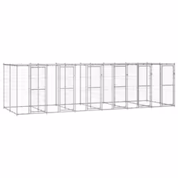 vidaXL Outdoor Dog Kennel Galvanised Steel with Roof 14.52 m? Dog House Cage