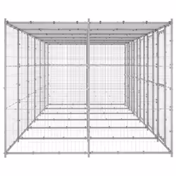 vidaXL Outdoor Dog Kennel Galvanised Steel with Roof 14.52 m? Dog House Cage