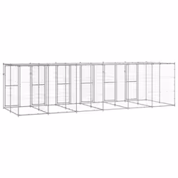 vidaXL Outdoor Dog Kennel Galvanised Steel with Roof 14.52 m? Dog House Cage