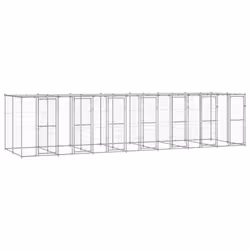 vidaXL Outdoor Dog Kennel Galvanised Steel with Roof 16.94 m? Dog House Cage