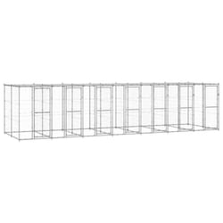 vidaXL Outdoor Dog Kennel Galvanised Steel with Roof 16.94 m? Dog House Cage