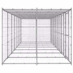 vidaXL Outdoor Dog Kennel Galvanised Steel with Roof 16.94 m? Dog House Cage