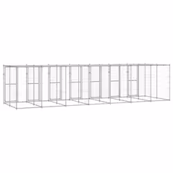 vidaXL Outdoor Dog Kennel Galvanised Steel with Roof 16.94 m? Dog House Cage