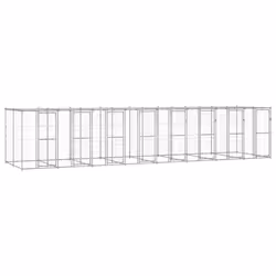 vidaXL Outdoor Dog Kennel Galvanised Steel with Roof 19.36 m? Dog House Cage