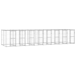 vidaXL Outdoor Dog Kennel Galvanised Steel with Roof 19.36 m? Dog House Cage