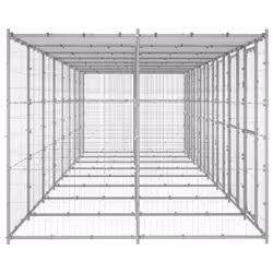 vidaXL Outdoor Dog Kennel Galvanised Steel with Roof 19.36 m? Dog House Cage