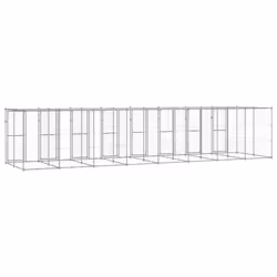 vidaXL Outdoor Dog Kennel Galvanised Steel with Roof 19.36 m? Dog House Cage