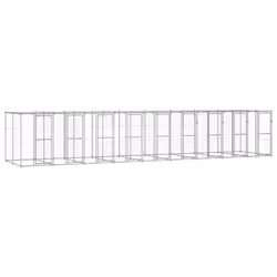 vidaXL Outdoor Dog Kennel Galvanised Steel with Roof 21.78 m? Dog House Cage