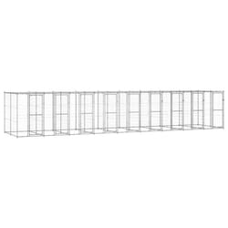 vidaXL Outdoor Dog Kennel Galvanised Steel with Roof 21.78 m? Dog House Cage