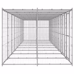 vidaXL Outdoor Dog Kennel Galvanised Steel with Roof 21.78 m? Dog House Cage