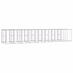 vidaXL Outdoor Dog Kennel Galvanised Steel with Roof 21.78 m? Dog House Cage