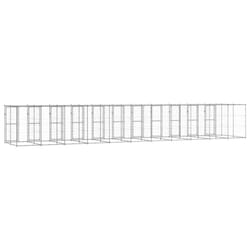 vidaXL Outdoor Dog Kennel Galvanised Steel with Roof 29.04 m? Dog House Cage