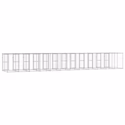 vidaXL Outdoor Dog Kennel Galvanised Steel with Roof 29.04 m? Dog House Cage