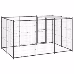 vidaXL Outdoor Dog Kennel Steel with Roof 7.26 m? Puppy Enclosure Dog Cage