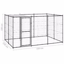 vidaXL Outdoor Dog Kennel Steel with Roof 7.26 m? Puppy Enclosure Dog Cage - Additional view 5