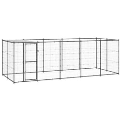 vidaXL Outdoor Dog Kennel Steel with Roof 12.1 m? Puppy Enclosure Dog Cage