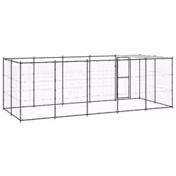 vidaXL Outdoor Dog Kennel Steel with Roof 12.1 m? Puppy Enclosure Dog Cage