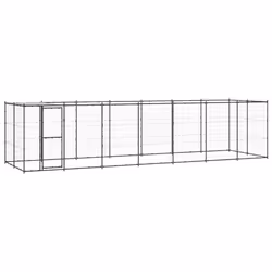 vidaXL Outdoor Dog Kennel Steel with Roof 16.94 m? Puppy Enclosure Dog Cage