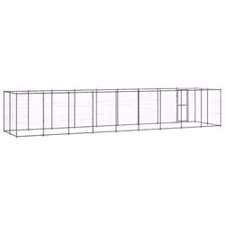 vidaXL Outdoor Dog Kennel Steel with Roof 21.78 m? Puppy Enclosure Dog Cage