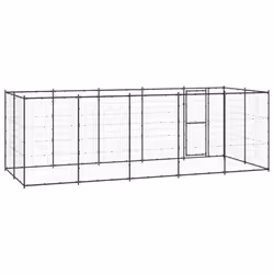 vidaXL Outdoor Dog Kennel Steel 12.1 m? Puppy Enclosure Patio Dog House Cage