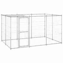vidaXL Outdoor Dog Kennel Galvanised Steel with Roof 7.26 m? Patio Dog Cage