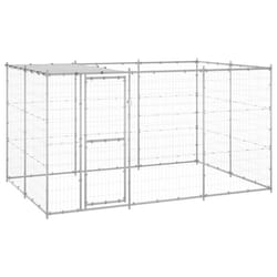 vidaXL Outdoor Dog Kennel Galvanised Steel with Roof 7.26 m? Patio Dog Cage