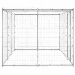 vidaXL Outdoor Dog Kennel Galvanised Steel with Roof 7.26 m? Patio Dog Cage