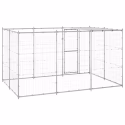vidaXL Outdoor Dog Kennel Galvanised Steel with Roof 7.26 m? Patio Dog Cage
