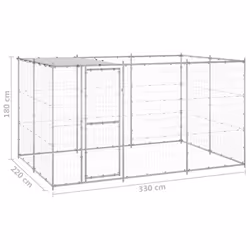 vidaXL Outdoor Dog Kennel Galvanised Steel with Roof 7.26 m? Patio Dog Cage - Additional view 5