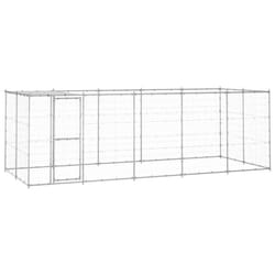 vidaXL Outdoor Dog Kennel Galvanised Steel with Roof 12.1 m? Patio Dog Cage