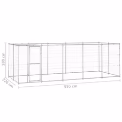 vidaXL Outdoor Dog Kennel Galvanised Steel with Roof 12.1 m? Patio Dog Cage - Additional view 5
