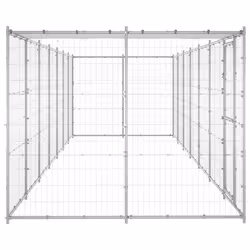 vidaXL Outdoor Dog Kennel Galvanised Steel with Roof 16.94 m? Patio Dog Cage