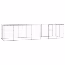 vidaXL Outdoor Dog Kennel Galvanised Steel with Roof 16.94 m? Patio Dog Cage