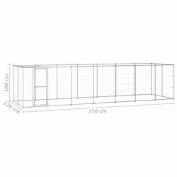 vidaXL Outdoor Dog Kennel Galvanised Steel with Roof 16.94 m? Patio Dog Cage - Additional view 5
