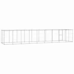 vidaXL Outdoor Dog Kennel Galvanised Steel with Roof 21.78 m? Patio Dog Cage - Additional view 3