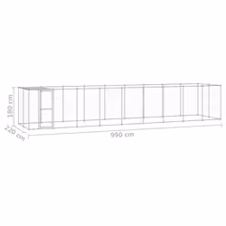 vidaXL Outdoor Dog Kennel Galvanised Steel with Roof 21.78 m? Patio Dog Cage - Additional view 5