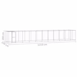 vidaXL Outdoor Dog Kennel Galvanised Steel with Roof 26.62 m? Patio Dog Cage - Additional view 5