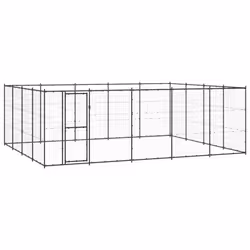 vidaXL Outdoor Dog Kennel Steel 24.2 m? Patio Puppy Enclosure Dog House Cage