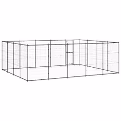 vidaXL Outdoor Dog Kennel Steel 24.2 m? Patio Puppy Enclosure Dog House Cage