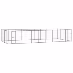 vidaXL Outdoor Dog Kennel Steel 43.56 m? Patio Puppy Enclosure Dog House Cage
