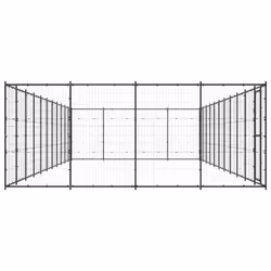 vidaXL Outdoor Dog Kennel Steel 53.24 m? Patio Puppy Enclosure Dog House Cage