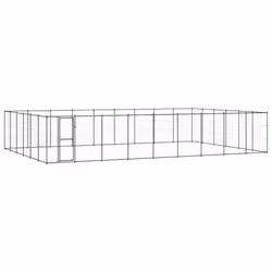 vidaXL Outdoor Dog Kennel Steel 65.34 m? Patio Puppy Enclosure Dog House Cage
