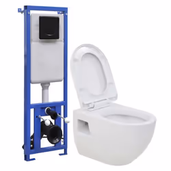 vidaXL Wall-Hung Toilet with Concealed High Cistern Ceramic Bathroom Toilets