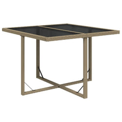 vidaXL Garden Table Poly Rattan&Glass Patio Furniture Bistro Table Grey/Black - beige