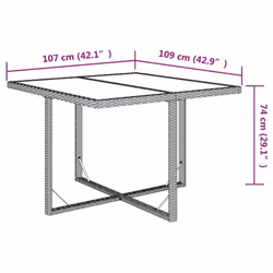 vidaXL Garden Table Poly Rattan&Glass Patio Furniture Bistro Table Grey/Black - beige - Additional view 6