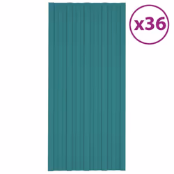 vidaXL 36x Roof Panels Galvanised Steel Green Profile Sheet Shed Roof Panel