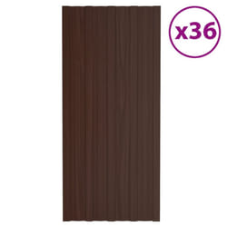 vidaXL 36x Roof Panels Galvanised Steel Brown Profile Sheet Shed Roof Panel