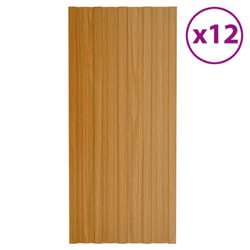 vidaXL 12x Roof Panels Galvanised Steel Light Wood Garage Shed Roof Panel